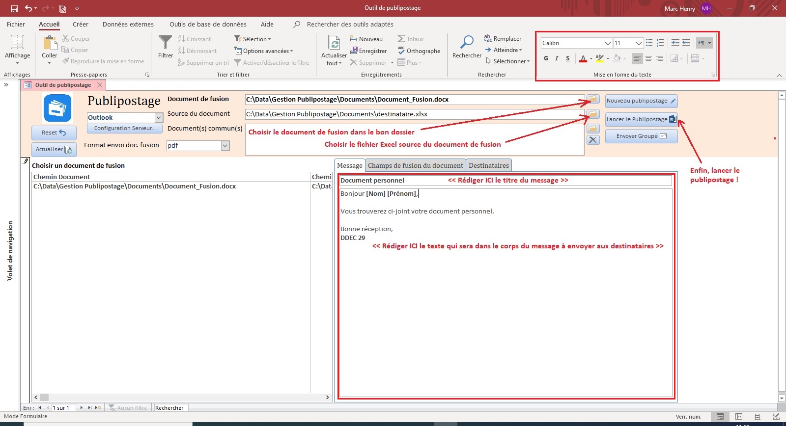 Rédaction du message Rédaction du message